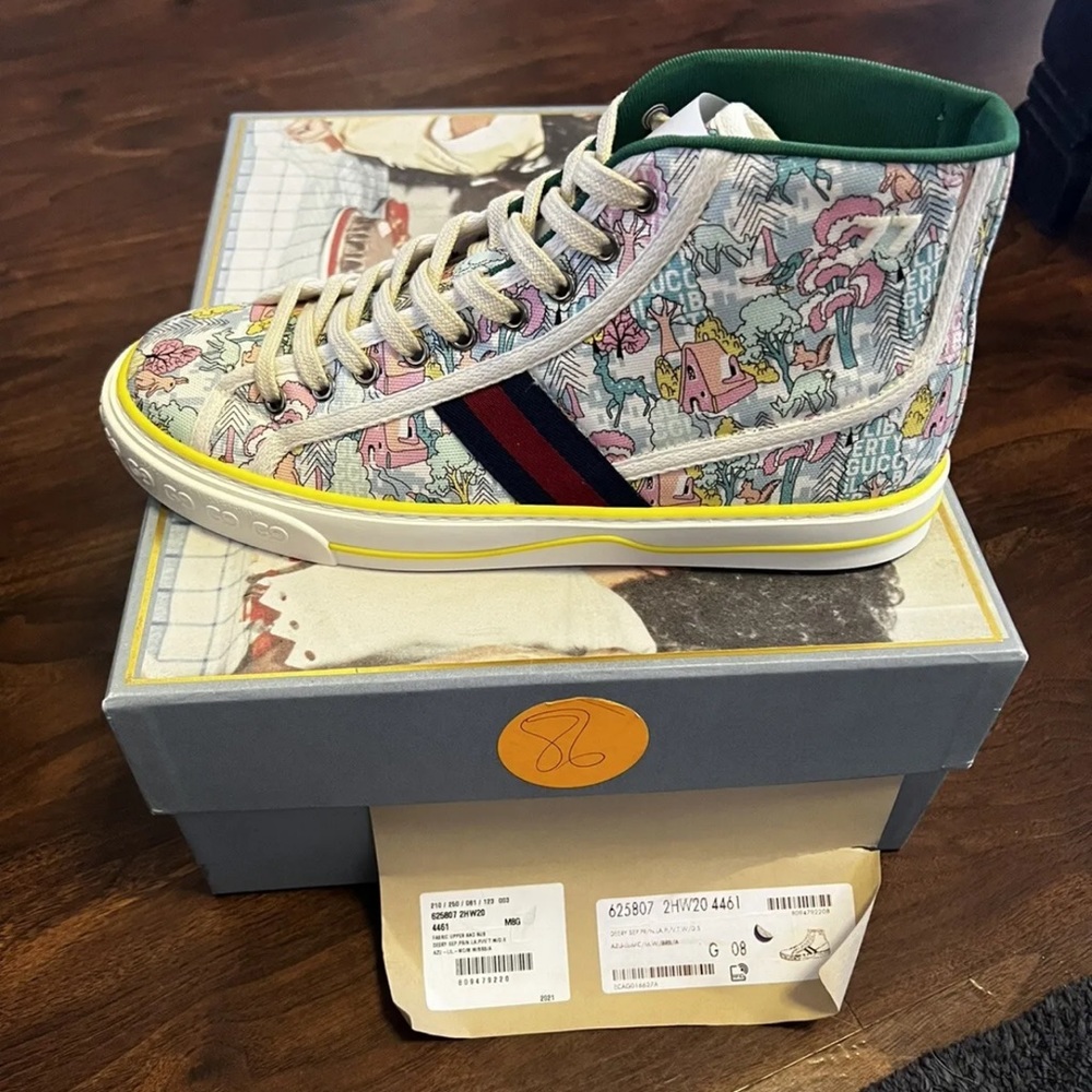 Gucci X Ken Scott Men's Tennis 1977 High Top Sneaker Shoe Size 8